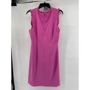 Preppy Chic J.Crew Pink Ruffle Trim Sleeveless Shift Dress Size 14